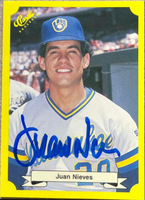 Juan Nieves Signed 1987 Classic Update Yellow Baseball Card - Milwaukee Brewers