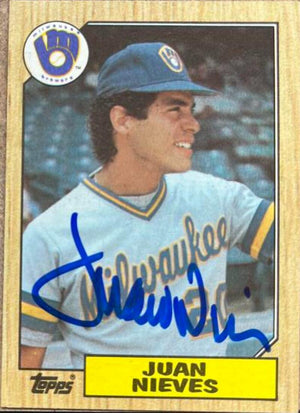 Juan Nieves Signed 1987 Topps Baseball Card - Milwaukee Brewers