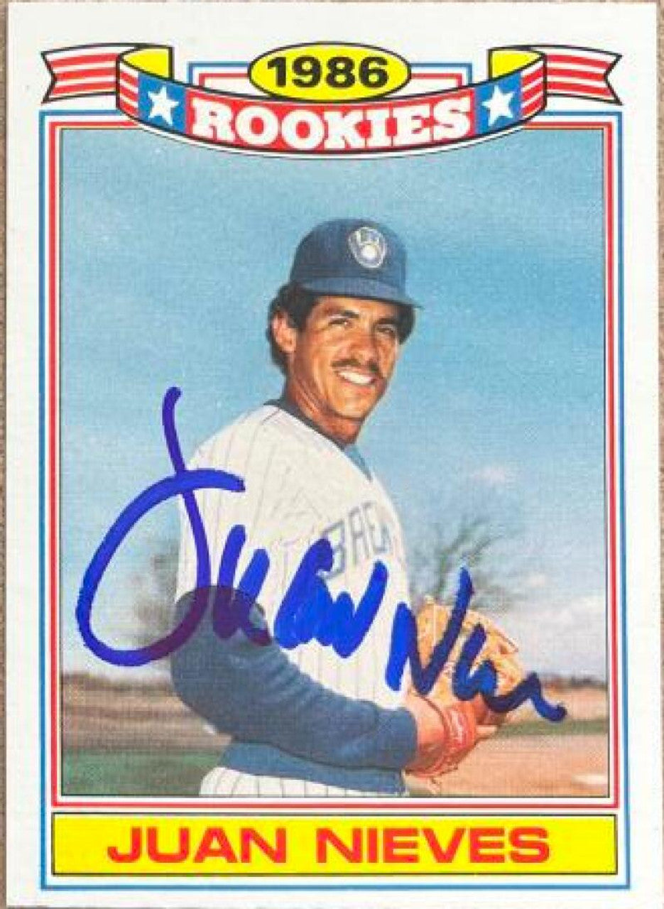 Juan Nieves Signed 1987 Topps Glossy Rookies Baseball Card - Milwaukee Brewers