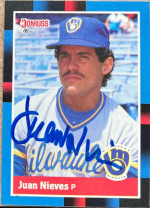 Juan Nieves Signed 1988 Donruss Baseball Card - Milwaukee Brewers