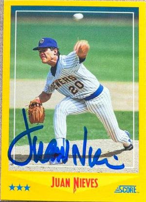 Juan Nieves Signed 1988 Score Baseball Card - Milwaukee Brewers #513