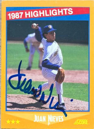 Juan Nieves Signed 1988 Score Baseball Card - Milwaukee Brewers #655