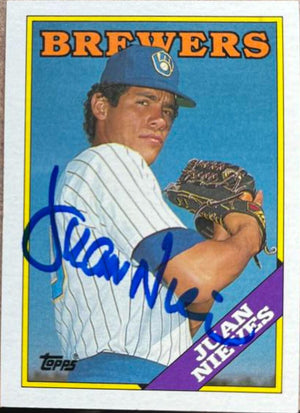 Juan Nieves Signed 1988 Topps Baseball Card - Milwaukee Brewers