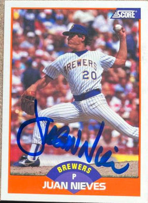 Juan Nieves Signed 1989 Score Baseball Card - Milwaukee Brewers