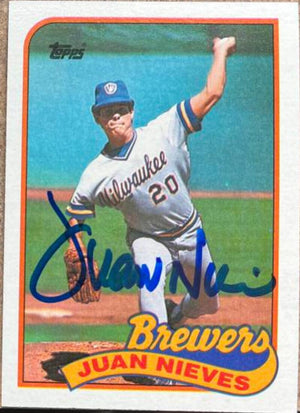 Juan Nieves Signed 1989 Topps Baseball Card - Milwaukee Brewers