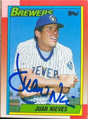 Juan Nieves Signed 1990 Topps Baseball Card - Milwaukee Brewers