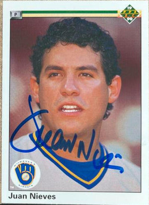 Juan Nieves Signed 1990 Upper Deck Baseball Card - Milwaukee Brewers