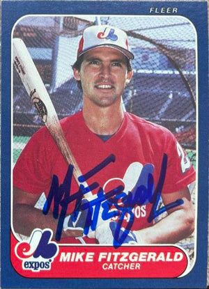 Mike Fitzgerald Signed 1986 Fleer Baseball Card - Montreal Expos