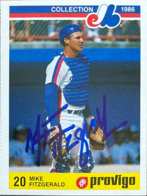 Mike Fitzgerald Signed 1986 Provigo Baseball Card - Montreal Expos