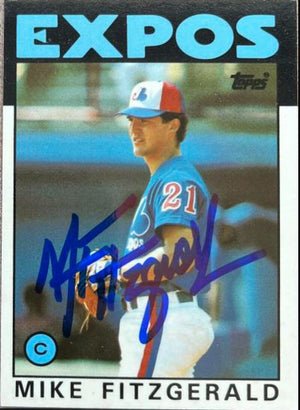 Mike Fitzgerald Signed 1986 Topps Tiffany Baseball Card - Montreal Expos