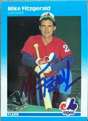 Mike Fitzgerald Signed 1987 Fleer Baseball Card - Montreal Expos