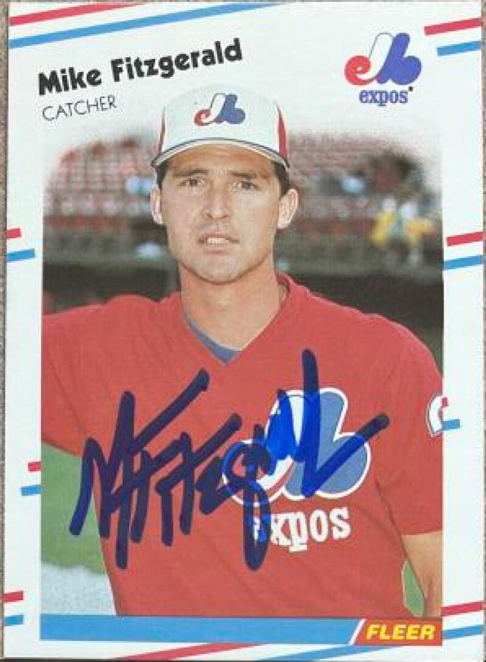 Mike Fitzgerald Signed 1988 Fleer Baseball Card - Montreal Expos