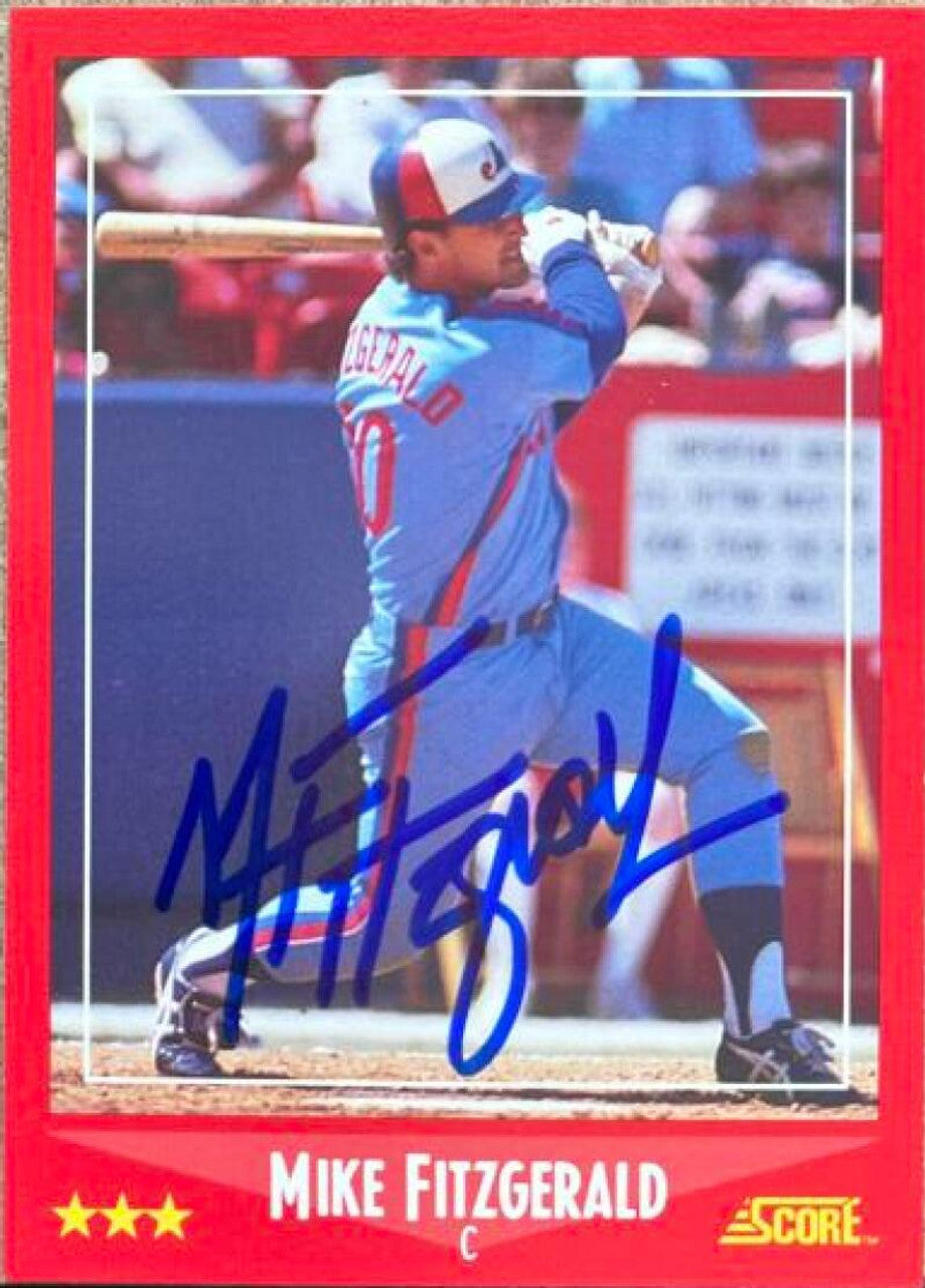 Mike Fitzgerald Signed 1988 Score Baseball Card - Montreal Expos