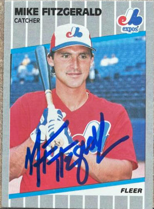 Mike Fitzgerald Signed 1989 Fleer Baseball Card - Montreal Expos