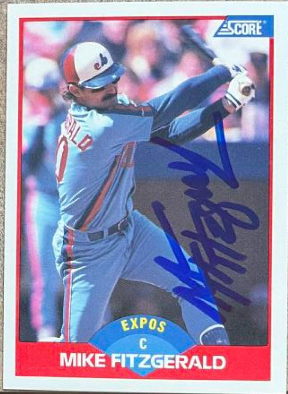 Mike Fitzgerald Signed 1989 Score Baseball Card - Montreal Expos