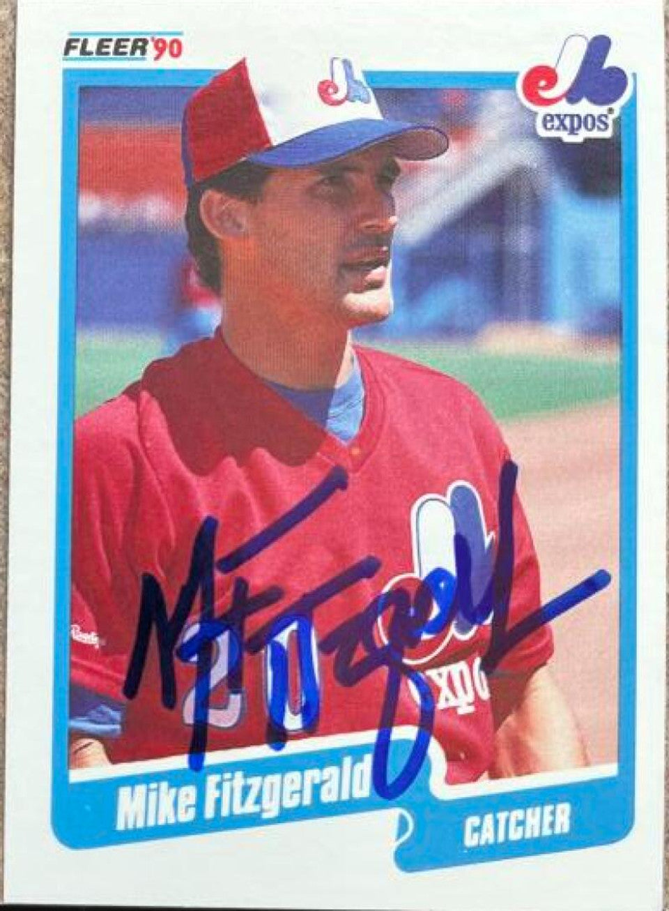 Mike Fitzgerald Signed 1990 Fleer Baseball Card - Montreal Expos