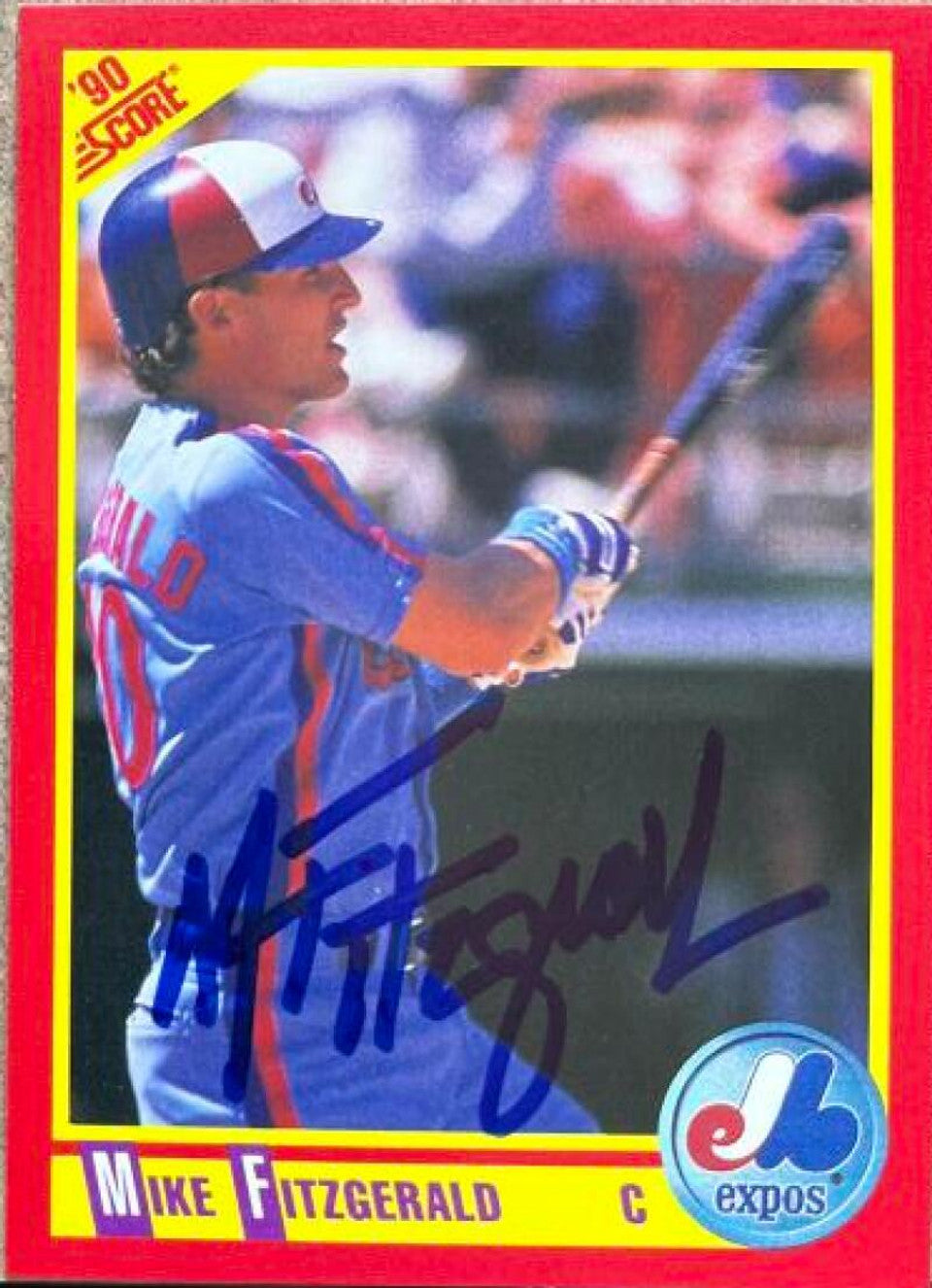 Mike Fitzgerald Signed 1990 Score Baseball Card - Montreal Expos