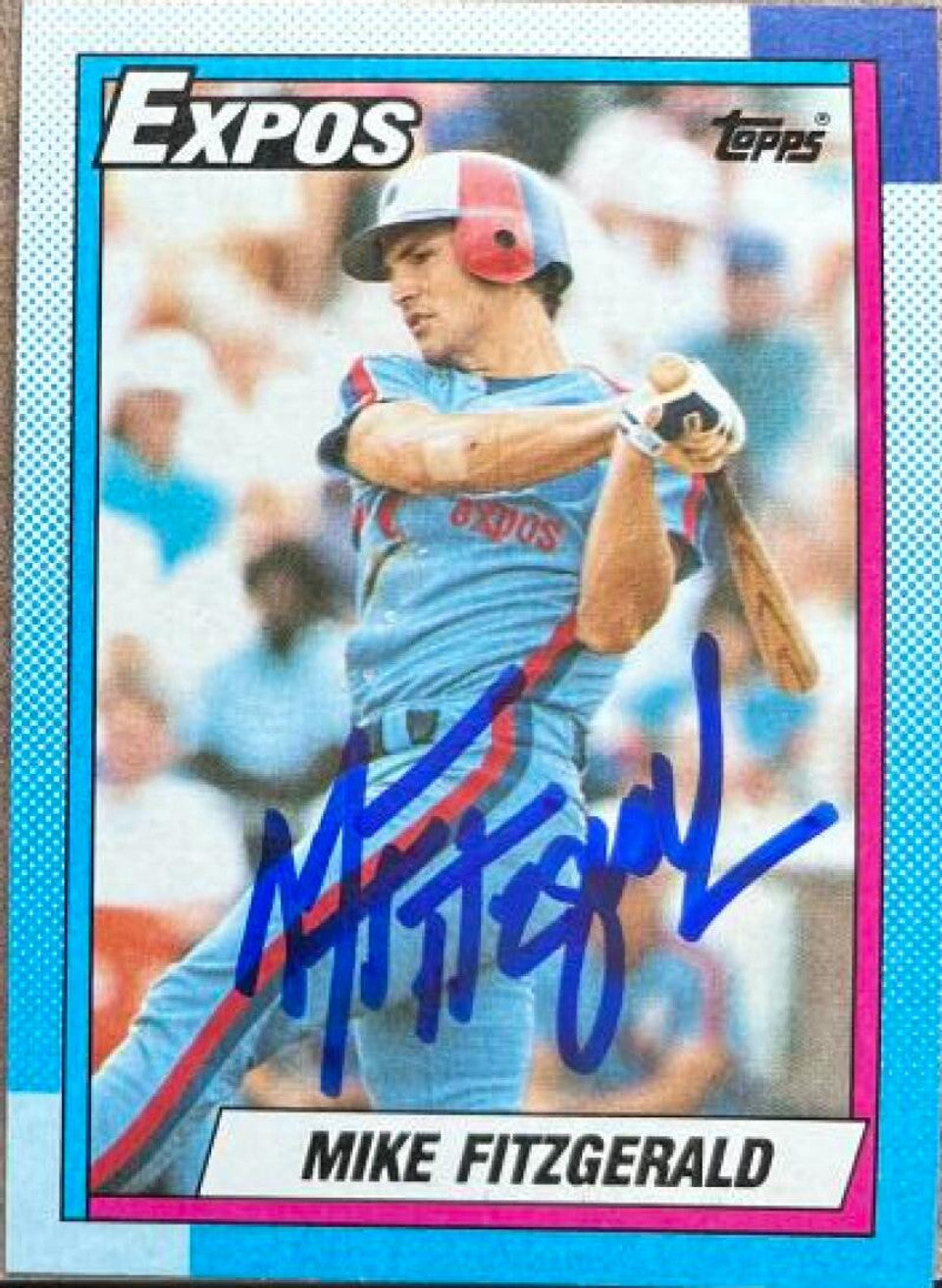 Mike Fitzgerald Signed 1990 Topps Baseball Card - Montreal Expos