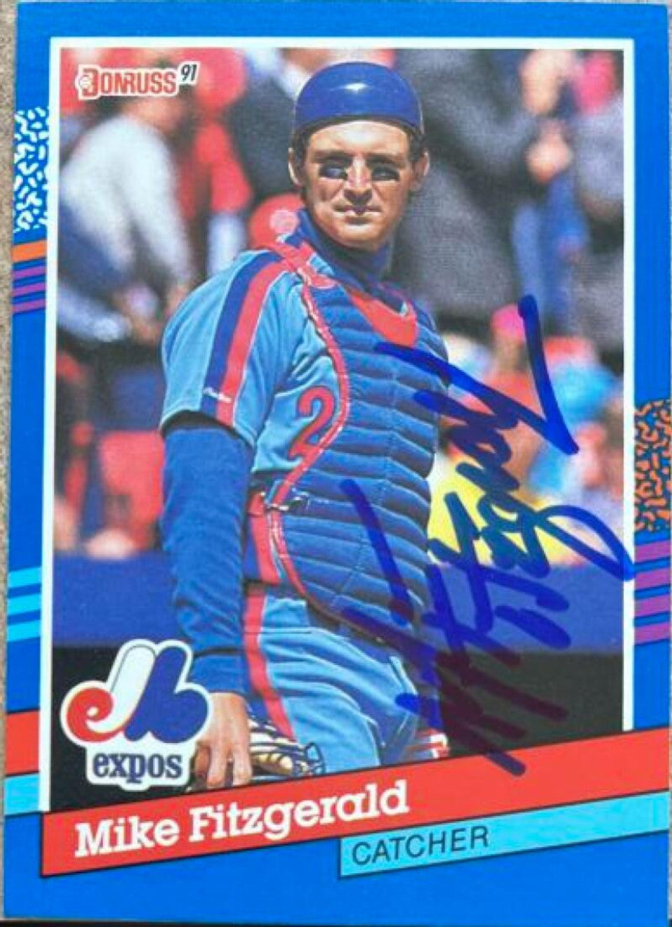 Mike Fitzgerald Signed 1991 Donruss Baseball Card - Montreal Expos