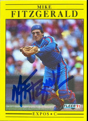 Mike Fitzgerald Signed 1991 Fleer Baseball Card - Montreal Expos