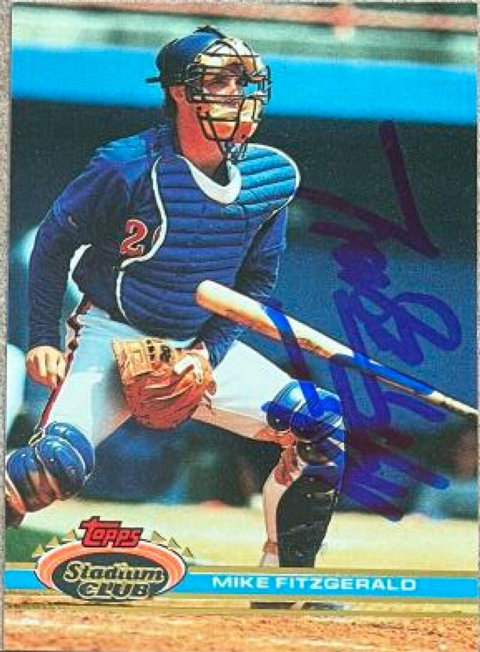 Mike Fitzgerald Signed 1991 Topps Stadium Baseball Card - Montreal Expos