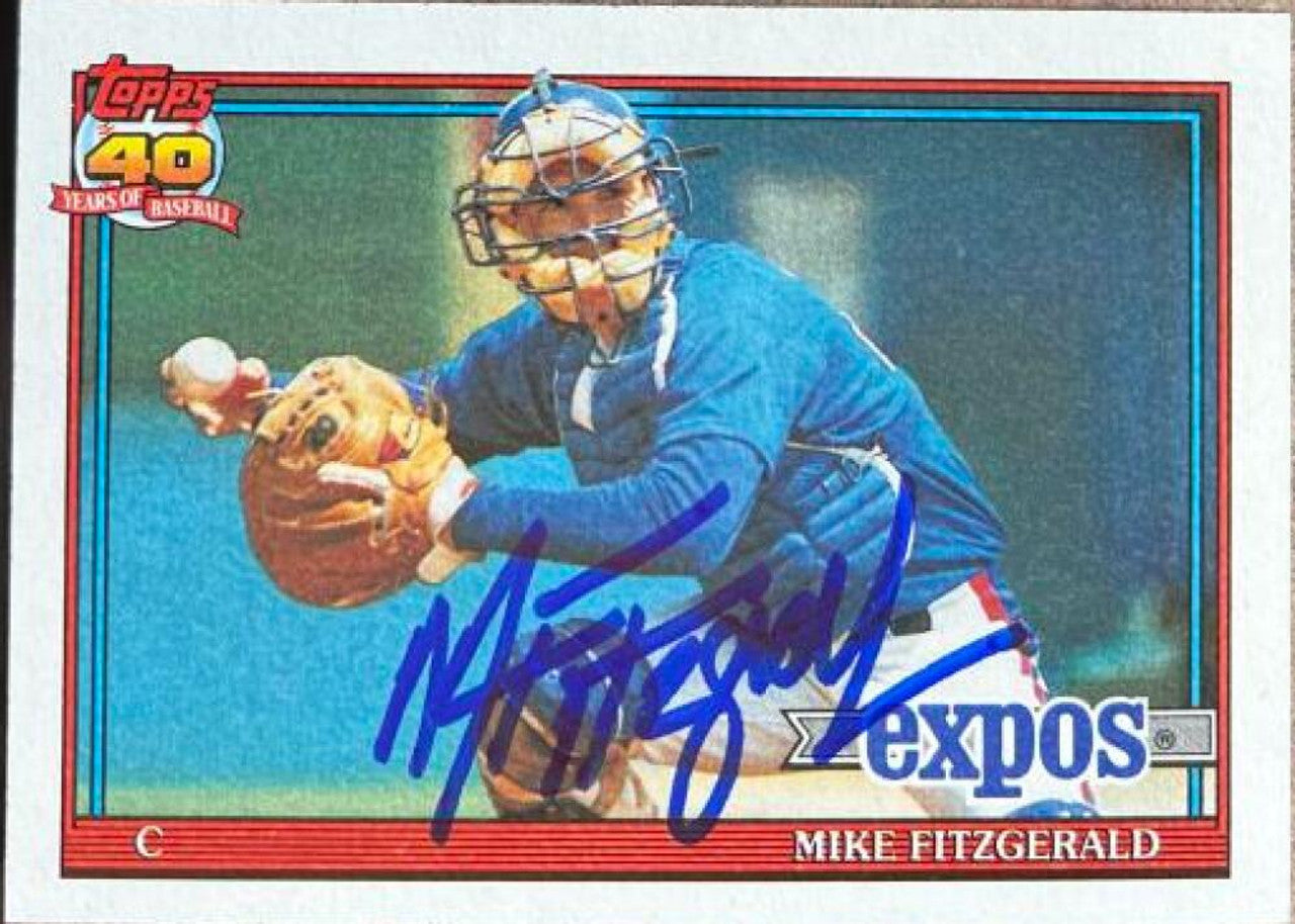 マイク・フィッツジェラルド サイン入り 1991 Topps ベースボールカード - モントリオール エクスポズ