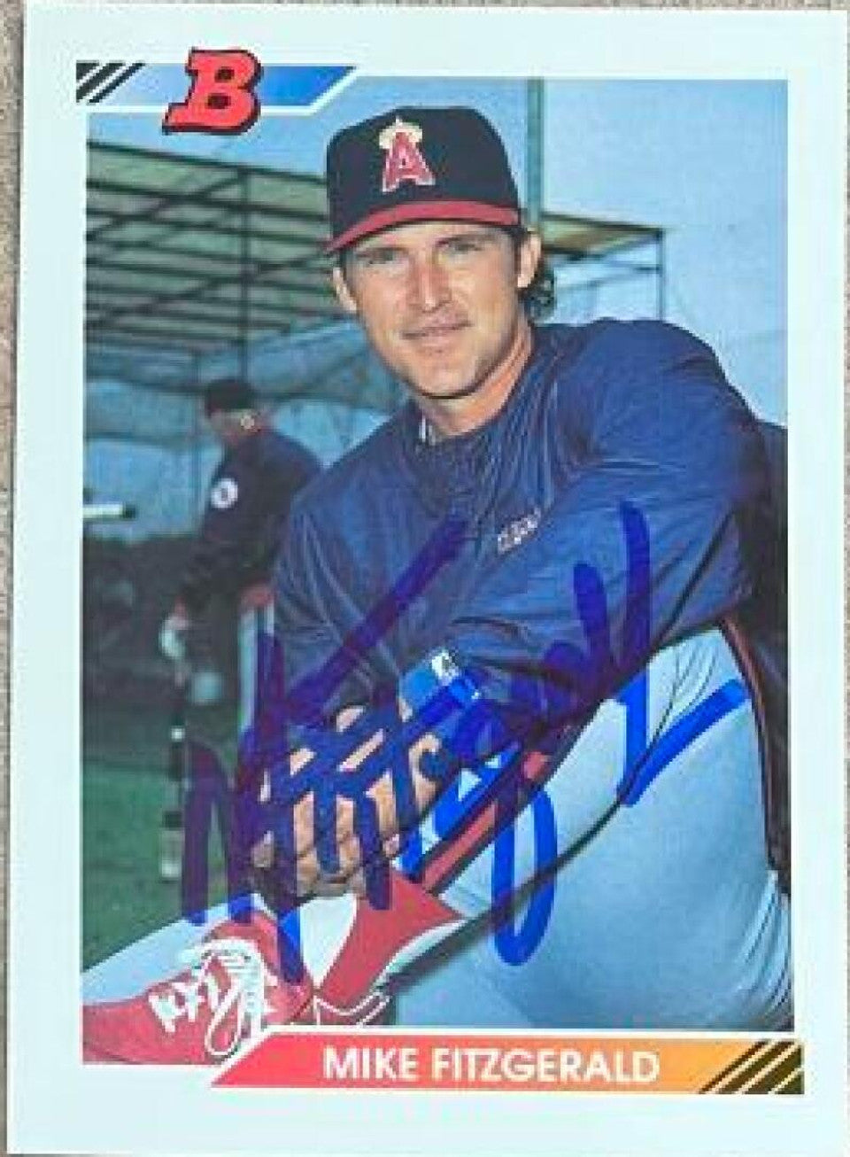 Mike Fitzgerald Signed 1992 Bowman Baseball Card - California Angels