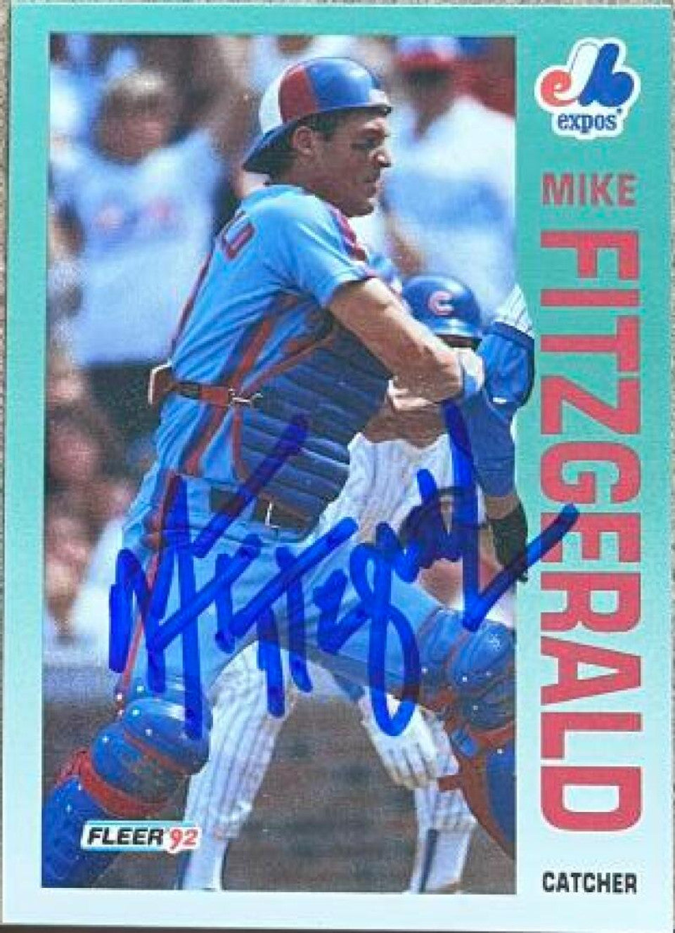 Mike Fitzgerald Signed 1992 Fleer Baseball Card - Montreal Expos