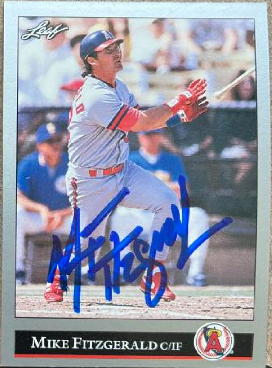 Mike Fitzgerald Signed 1992 Leaf Baseball Card - California Angels