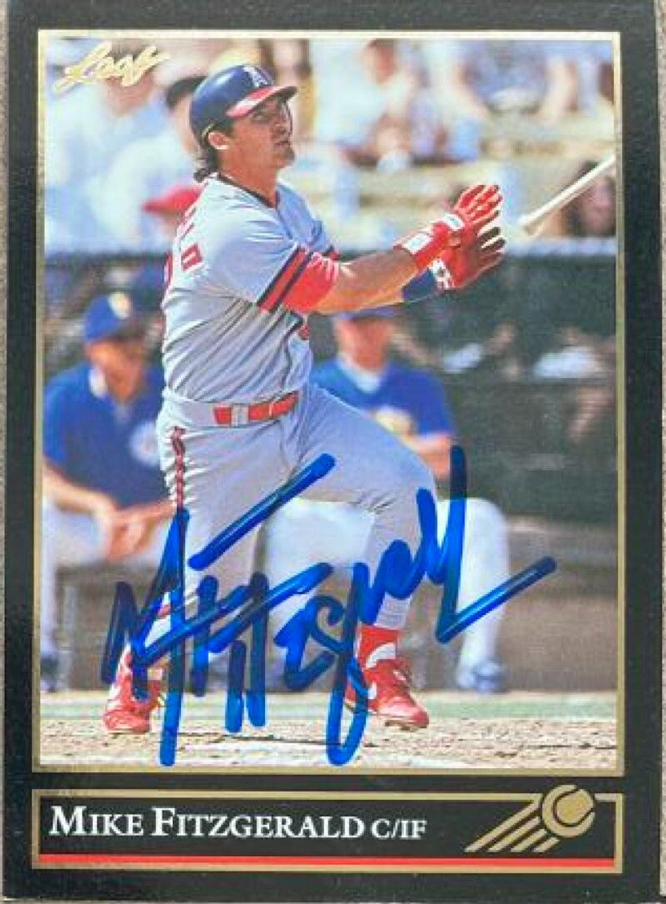 Mike Fitzgerald Signed 1992 Leaf Black Gold Baseball Card - California Angels