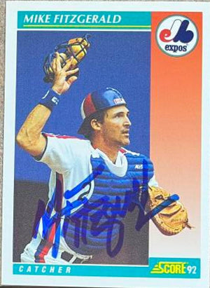 Mike Fitzgerald Signed 1992 Score Baseball Card - Montreal Expos