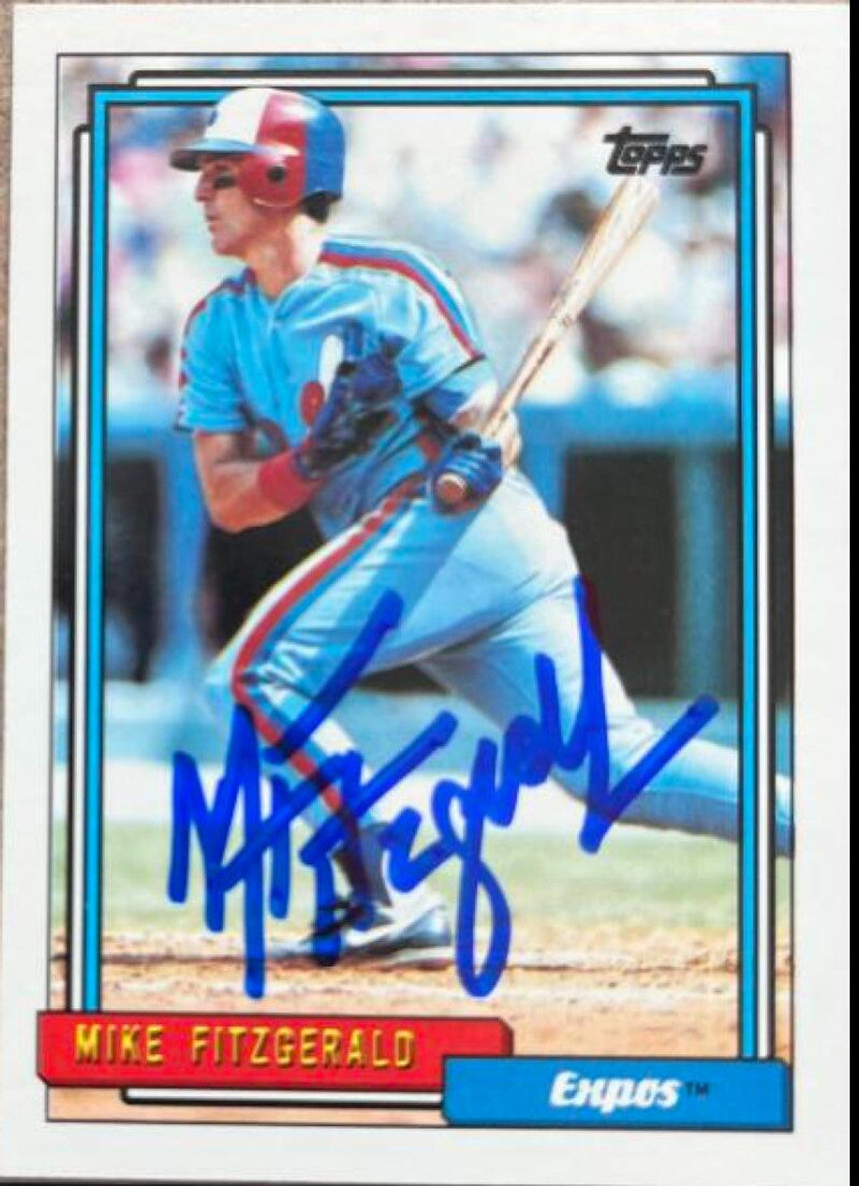 マイク・フィッツジェラルド サイン入り 1992 Topps ベースボールカード - モントリオール エクスポズ