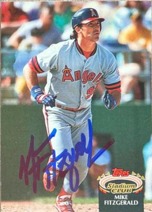 Mike Fitzgerald Signed 1992 Stadium Club Baseball Card - California Angels