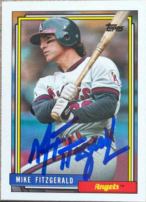 Mike Fitzgerald Signed 1992 Topps Traded Baseball Card - California Angels