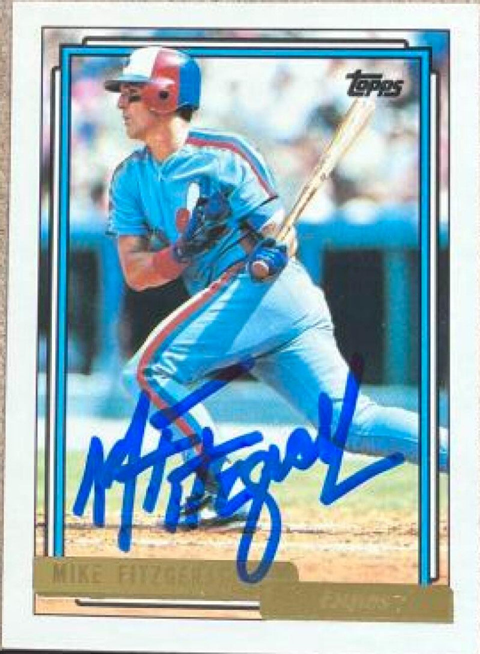 Mike Fitzgerald Signed 1992 Topps Gold Baseball Card - Montreal Expos