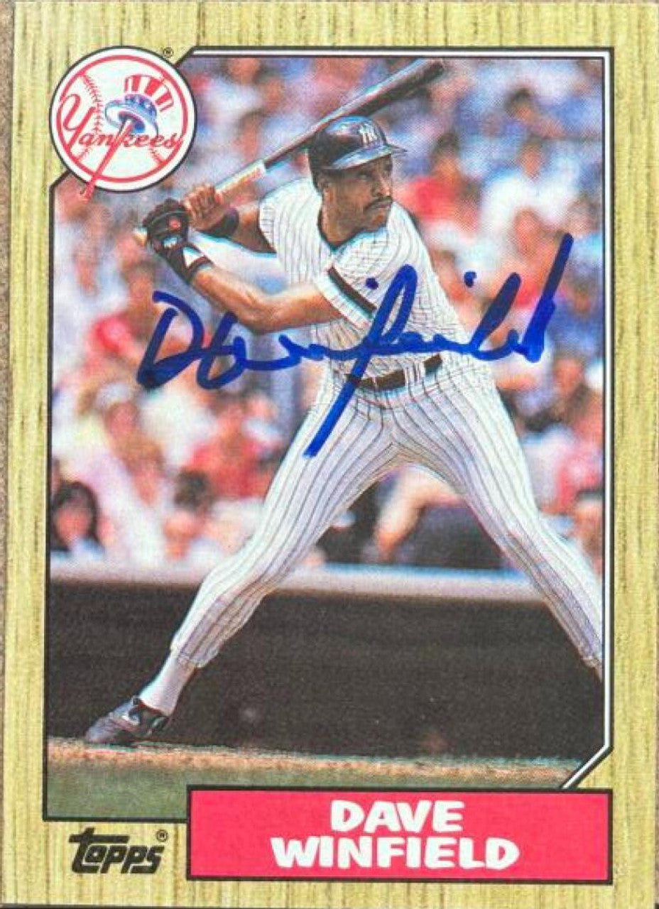 Dave Winfield Signed 1987 Topps Baseball Card - New York Yankess w/JSA Cert