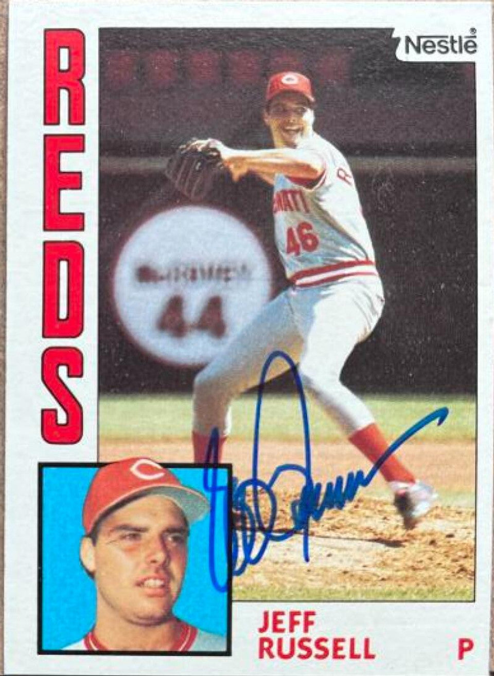 Jeff Russell Signed 1984 Nestle Baseball Card - Cincinnati Reds