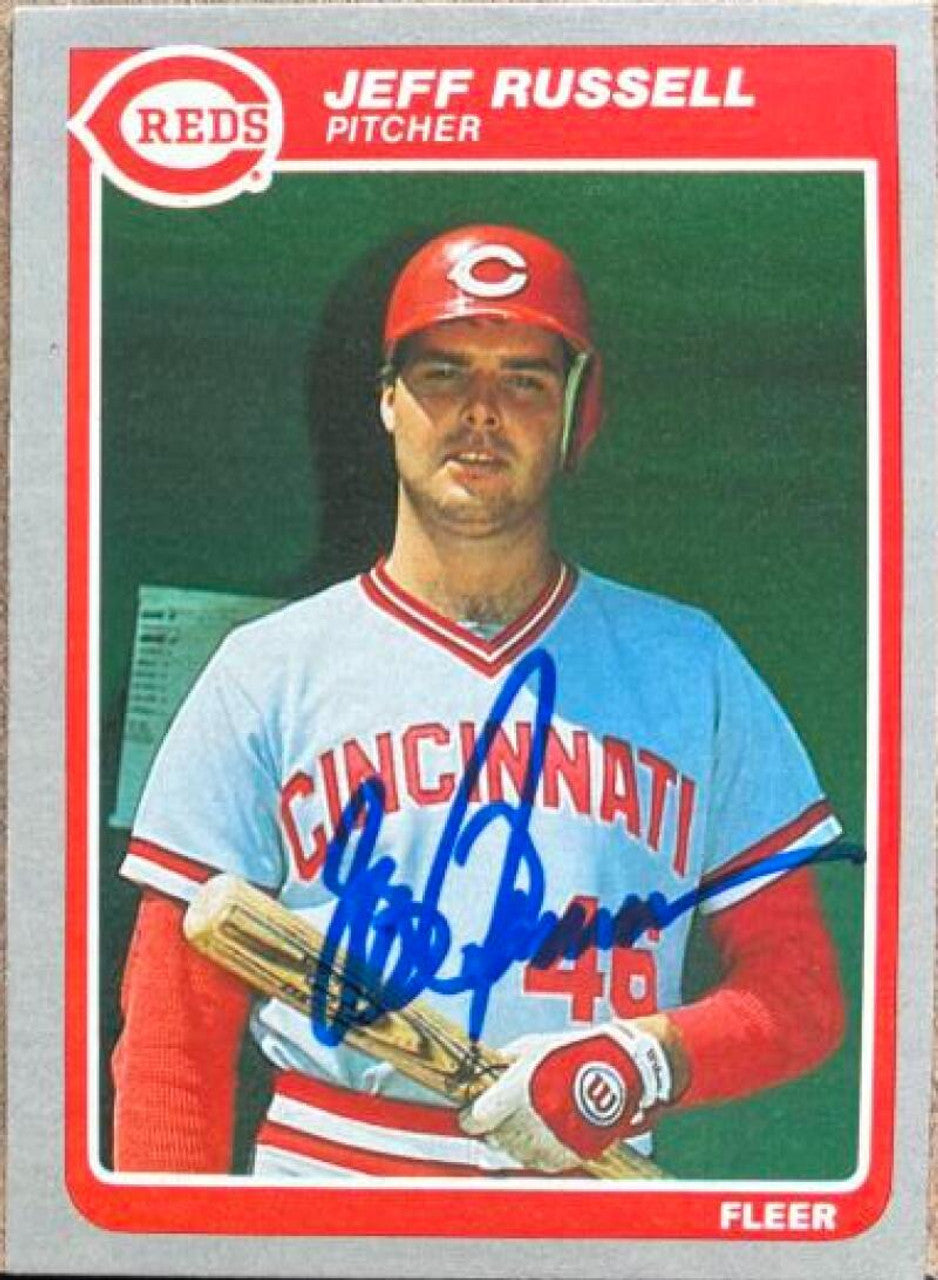 Jeff Russell Signed 1985 Fleer Baseball Card - Cincinnati Reds