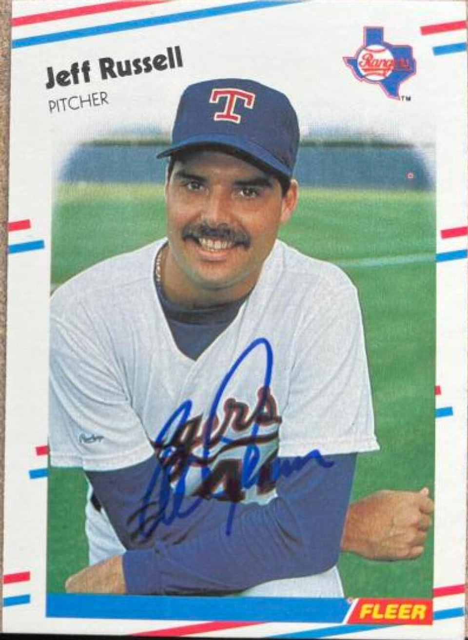 Jeff Russell Signed 1988 Fleer Baseball Card - Texas Rangers