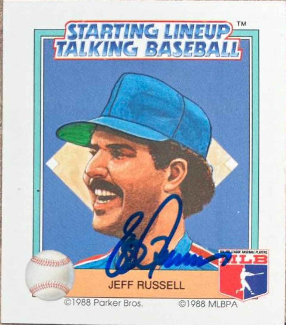 Jeff Russell Signed 1988 Parker Bros Starting Lineup Talking Baseball Card - Texas Rangers