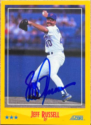 Jeff Russell Signed 1988 Score Glossy Baseball Card - Texas Rangers