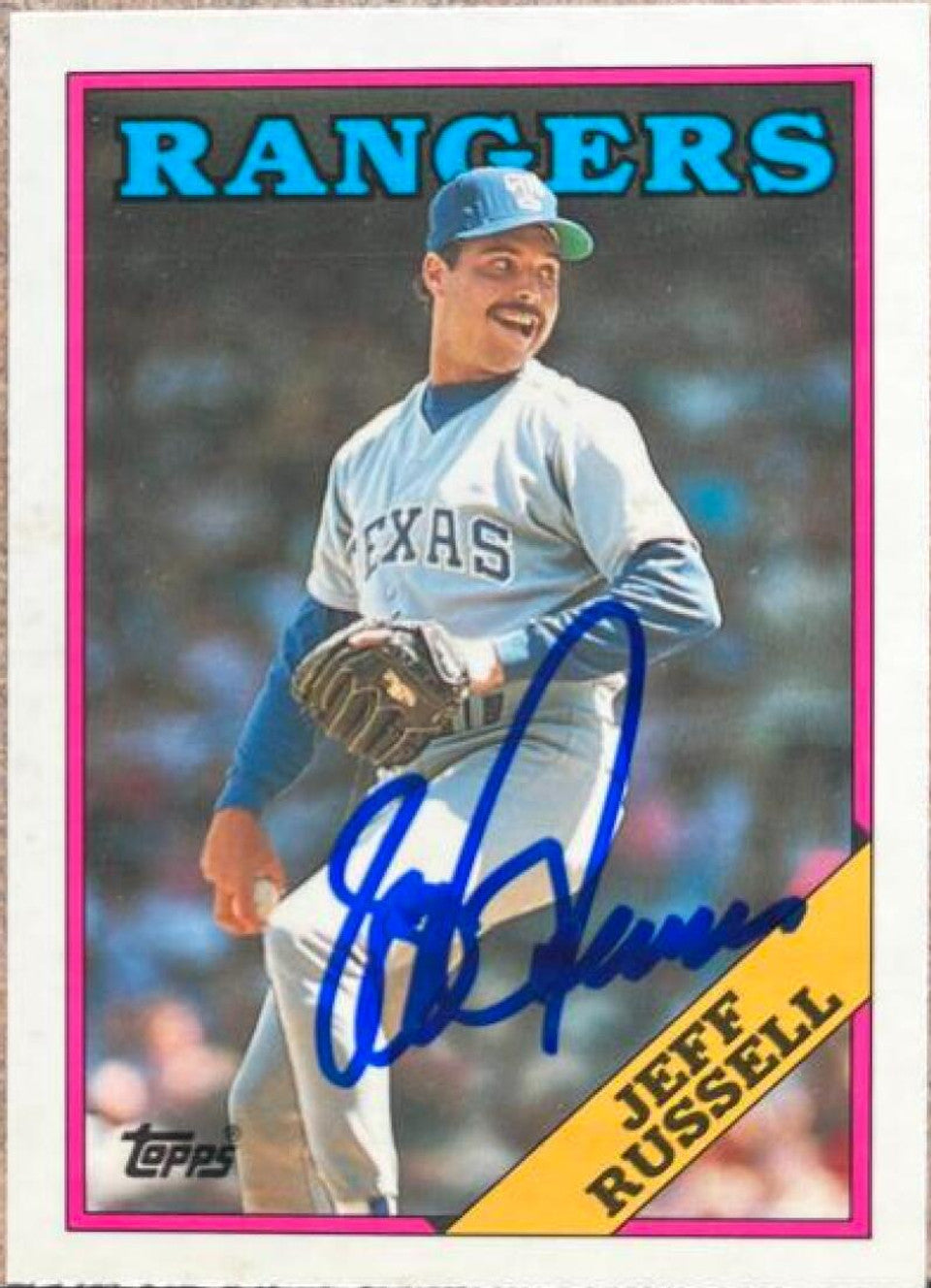 Jeff Russell Signed 1988 Topps Baseball Card - Texas Rangers