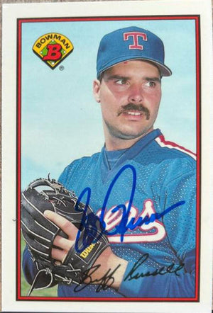 Jeff Russell Signed 1989 Bowman Tiffany Baseball Card - Texas Rangers