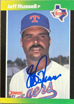 Jeff Russell Signed 1989 Donruss Baseball's Best Baseball Card - Texas Rangers