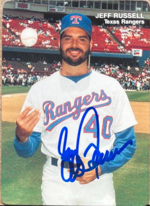 Jeff Russell Signed 1989 Mother's Cookies Baseball Card - Texas Rangers