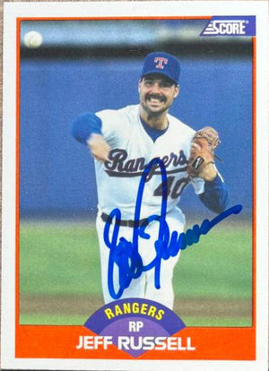 Jeff Russell Signed 1989 Score Baseball Card - Texas Rangers