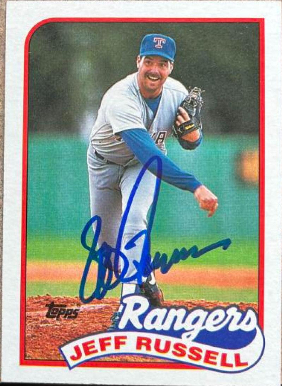 Jeff Russell Signed 1989 Topps Baseball Card - Texas Rangers