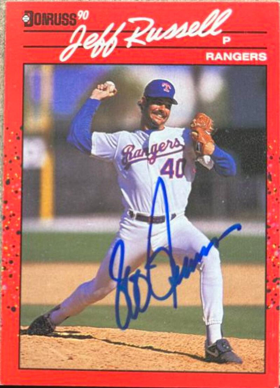 Jeff Russell Signed 1990 Donruss Baseball Card - Texas Rangers