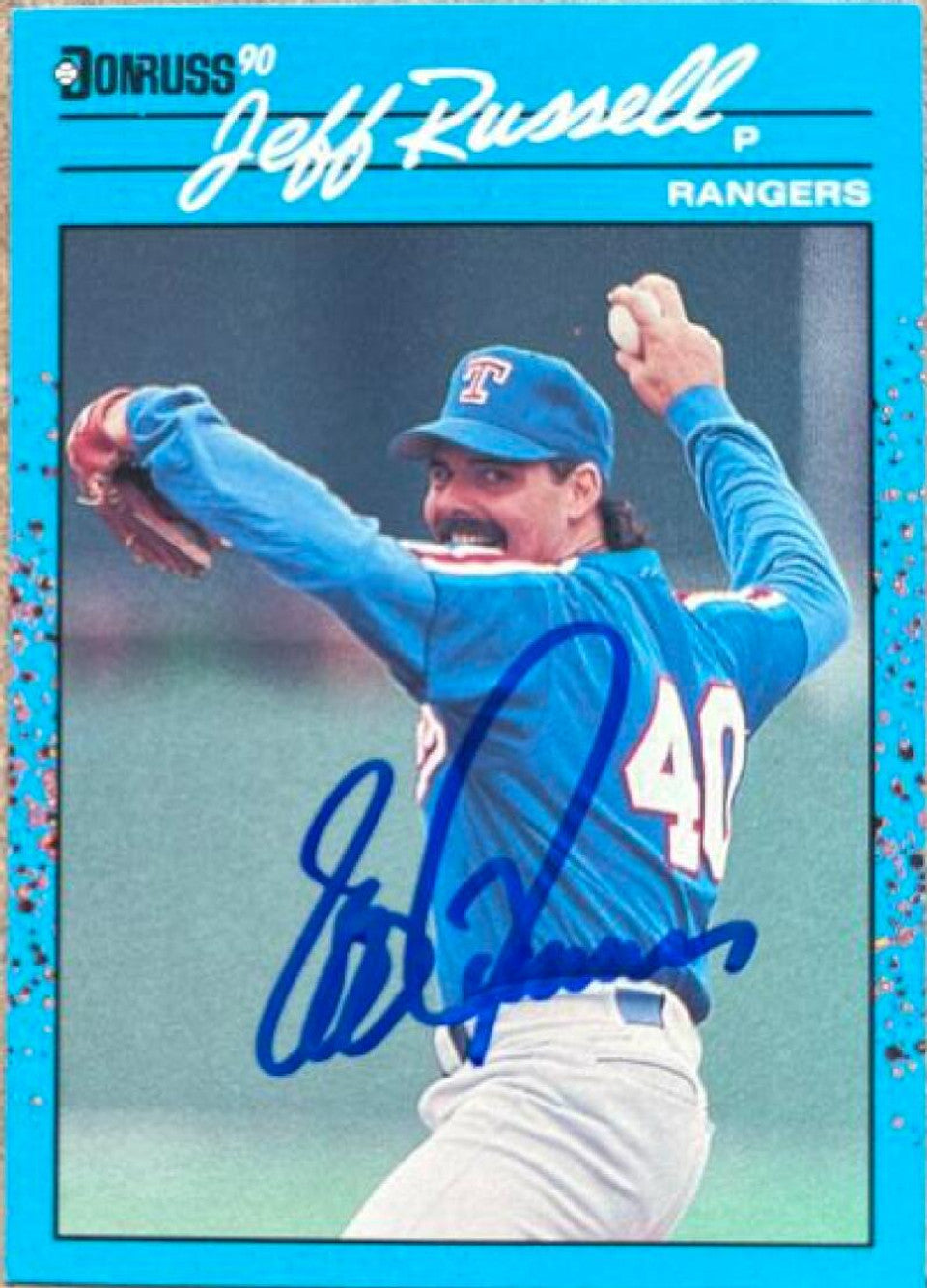 Jeff Russell Signed 1990 Donruss Best of the AL Baseball Card - Texas Rangers