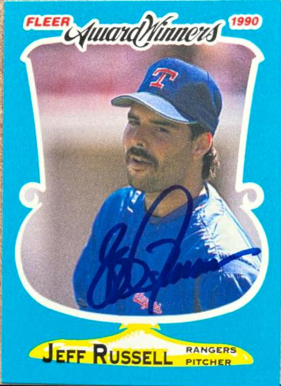 Jeff Russell Signed 1990 Fleer Award Winners Baseball Card - Texas Rangers